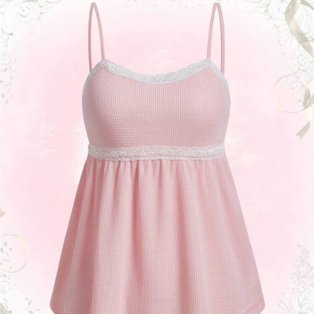 Sweetness Contrast Lace Peplum Cami Top
